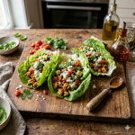 Tacos de lechuga con soja texturizada
