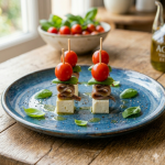 Brochetas de cherry, anchoa y feta