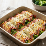 Rollitos de jamón cocido con brócoli y queso