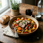 Cinta de lomo guisada con verduras